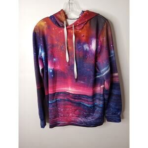 Youth Hoodie Sweatshirt | Size S/M | Space Galaxy Print | Blue/Purple